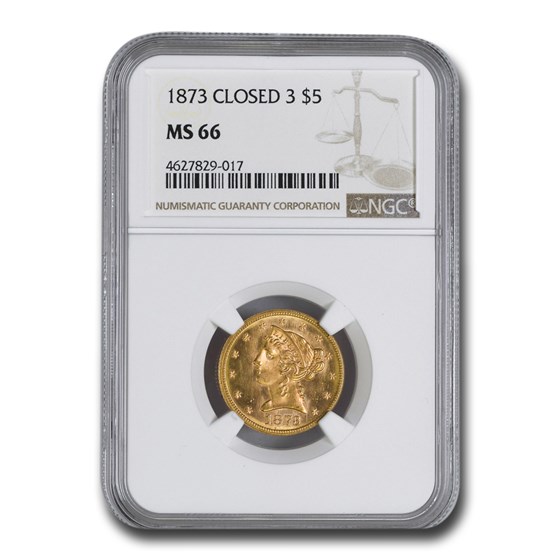 1873 $5 Liberty Gold Half Eagle MS-66 NGC (Closed 3) 1873 $5 Liberty Gold Half Eagle MS-66 NGC (Closed 3)